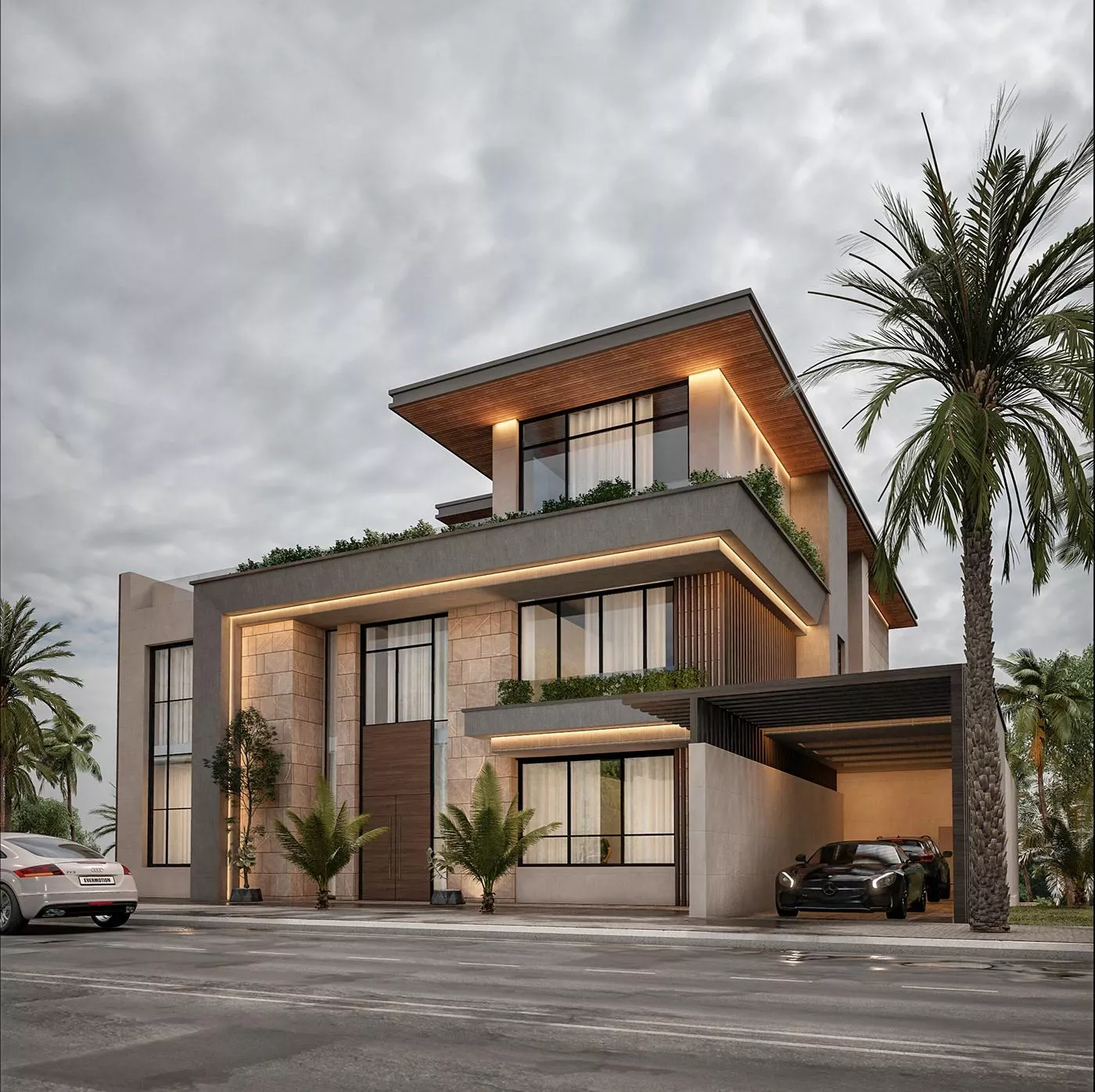 تصميم واجهات فلل مودرن من IVEC Contracting